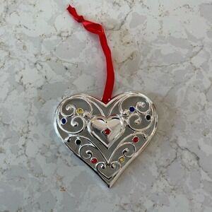 Lenox Sparkle and Scroll Multi-Crystal Heart Ornament